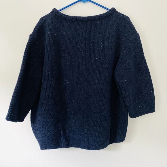 Wilfred Sweater Womens Medium Blue Italian Yarn 3/4 Length Sleeve Chunky Knit - Picture 2 of 8